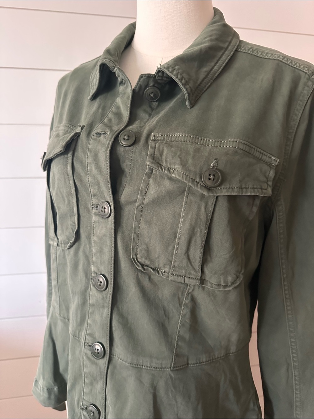 Liverpool Olive Utility Button-Front Jacket